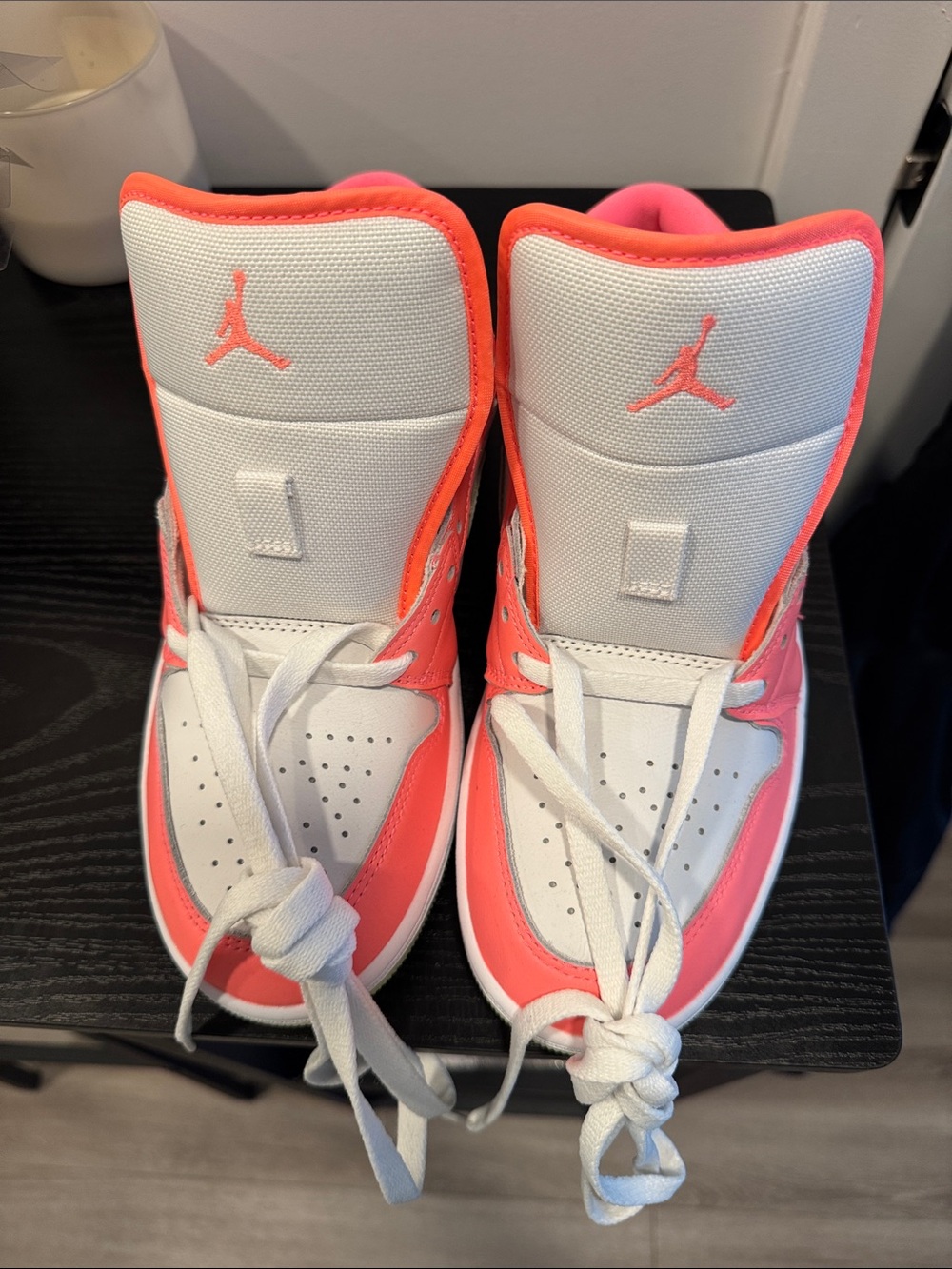 Men’s Nike Jordan High-Top Sneakers in White and Coral
